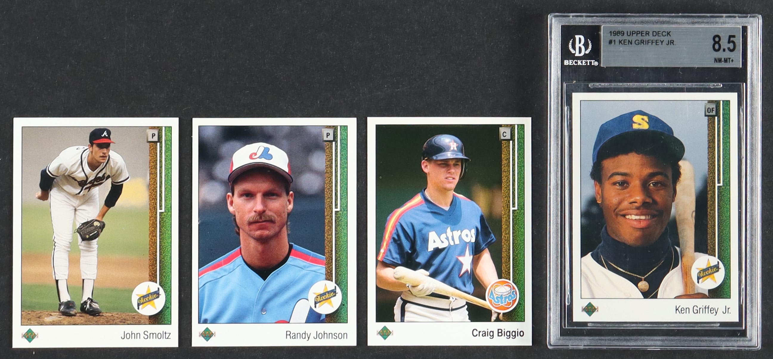 1989 Upper Deck Baseball Complete Set of (800) Cards with John Smoltz #17, Randy Johnson #25, Ken Griffey Jr. #1 RC (BGS 8.5), Craig Biggio #273 at PristineAuction.com 1989 Upper Deck Baseball Complete Set of (800) Cards with John Smoltz #17, Randy Johnson #25, Ken Griffey Jr. #1 RC (BGS 8.5), Craig Biggio #273 at PristineAuction.com