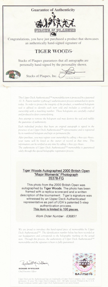 Lot Detail - Tiger Woods Signed 8 x 10 Signs Of A Champion Photo (PSA/DNA Grad