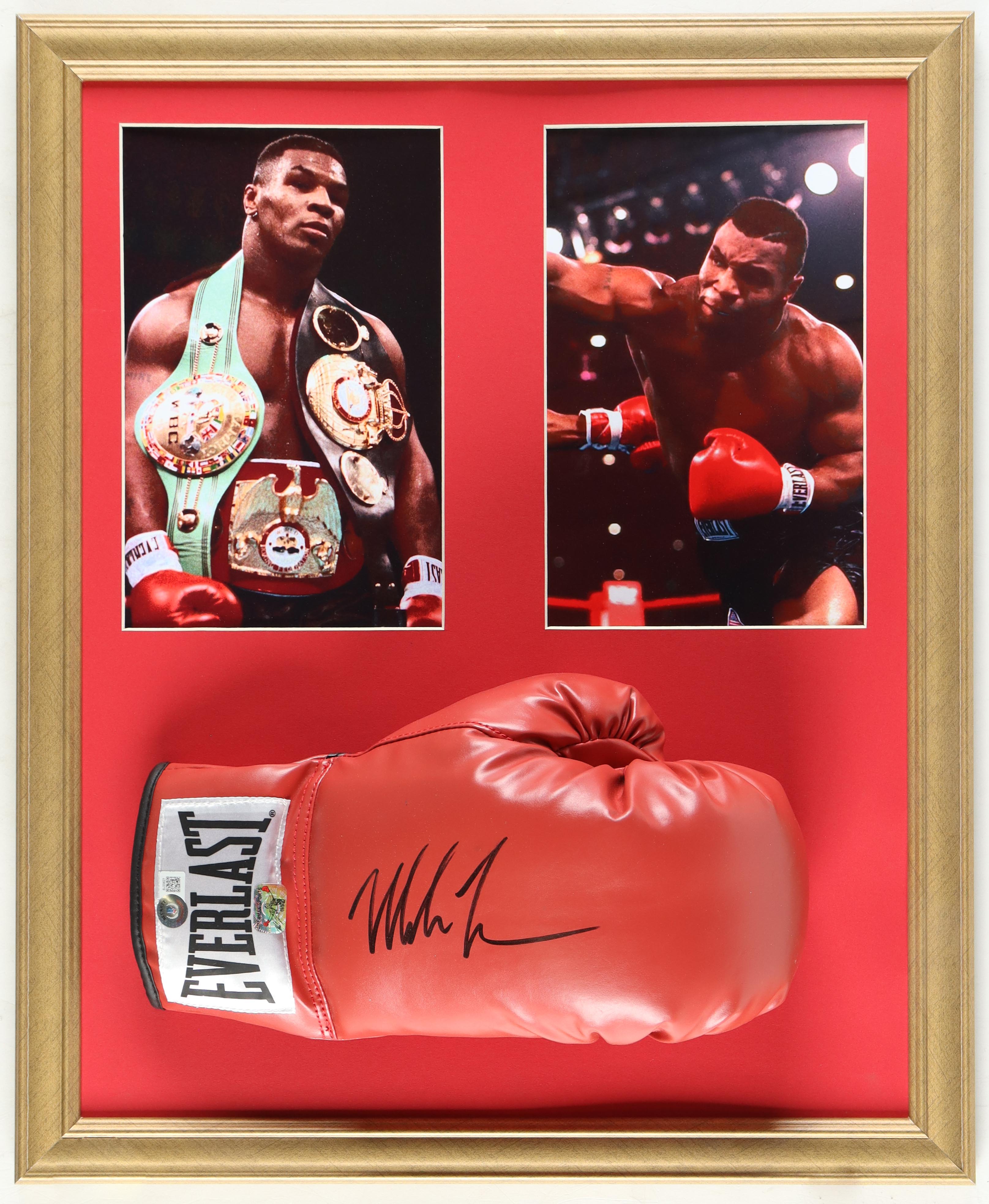 Mike Tyson Signed Custom Framed Everlast Boxing Glove Display (Beckett & Fiterman) at PristineAuction.com Mike Tyson Signed Custom Framed Everlast Boxing Glove Display (Beckett & Fiterman) at PristineAuction.com