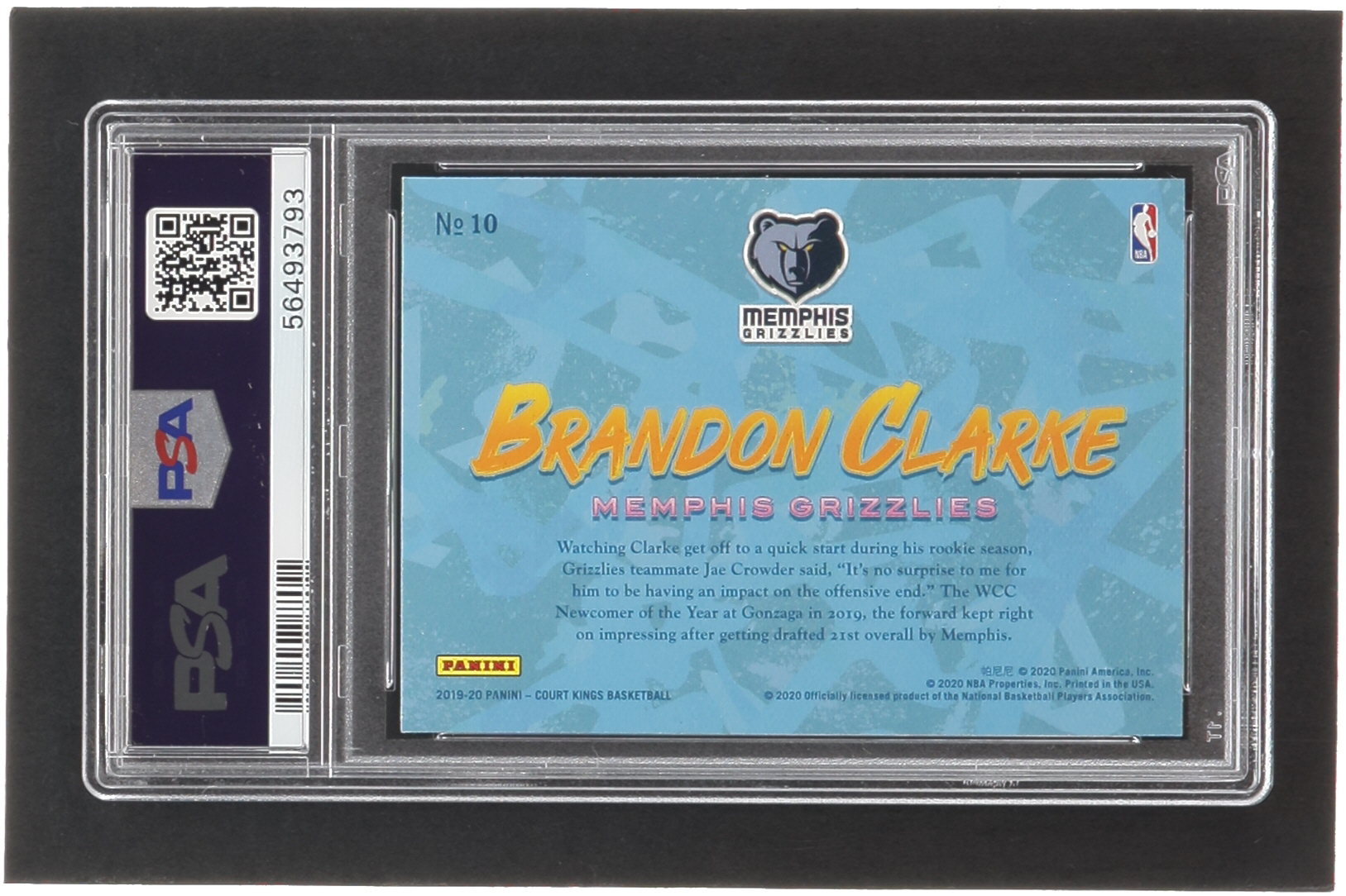 Brandon Clarke 2019-20 Court Kings Apprentice Artists #10 RC (PSA 8) at PristineAuction.com Brandon Clarke 2019-20 Court Kings Apprentice Artists #10 RC (PSA 8) at PristineAuction.com