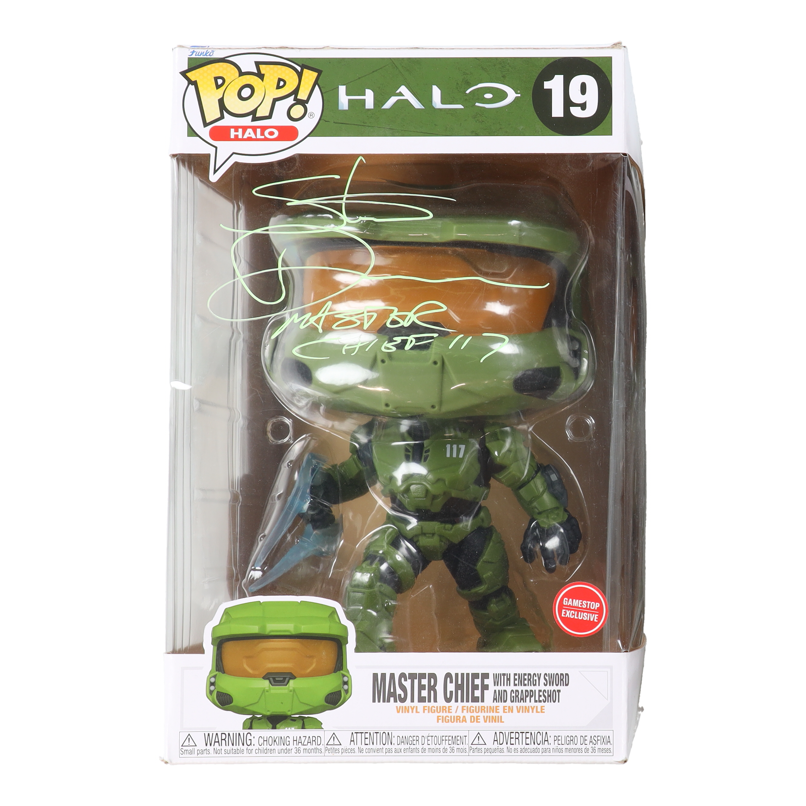 Steve Downes Signed "Halo" #19 Master Chief with Energy Sword and Grappleshot JUMBO Funko Pop! Vinyl Figure Inscribed "Master Chief 117" (JSA) at PristineAuction.com Steve Downes Signed "Halo" #19 Master Chief with Energy Sword and Grappleshot JUMBO Funko Pop! Vinyl Figure Inscribed "Master Chief 117" (JSA) at PristineAuction.com