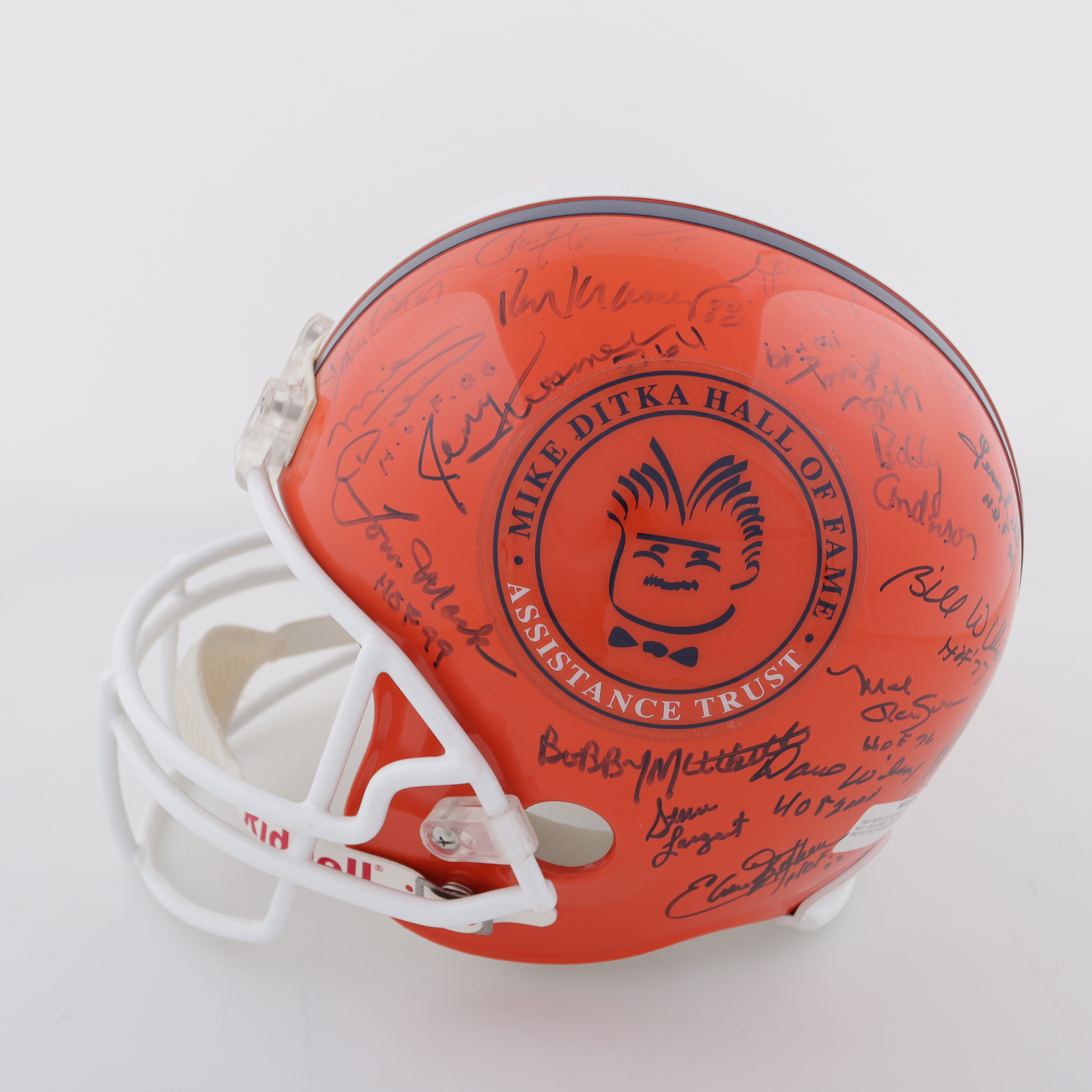 Mike Ditka Hall of Fame Attendees Full-Size Helmet Signed By (35) with Mike Ditka, Steve Largent, Mel Renfro, Jimmy Piersall (JSA) at PristineAuction.com Mike Ditka Hall of Fame Attendees Full-Size Helmet Signed By (35) with Mike Ditka, Steve Largent, Mel Renfro, Jimmy Piersall (JSA) at PristineAuction.com
