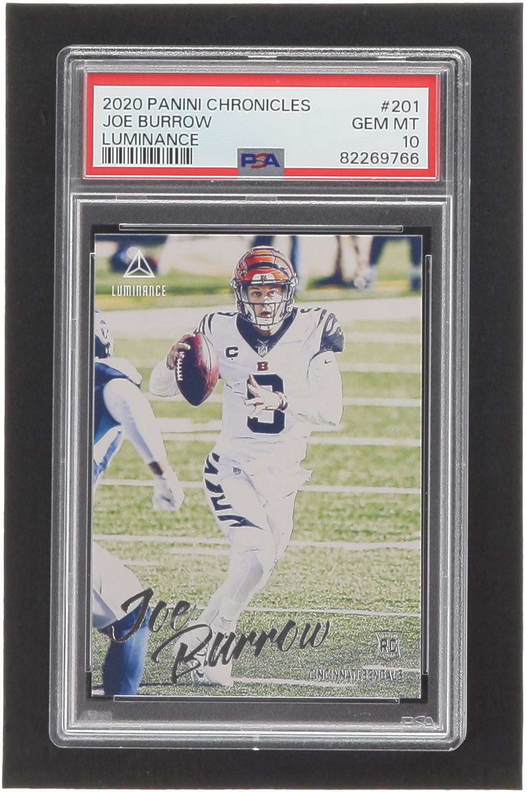 Joe Burrow 2020 Panini Luminance #201 Chronicles RC (PSA 10) at PristineAuction.com Joe Burrow 2020 Panini Luminance #201 Chronicles RC (PSA 10) at PristineAuction.com