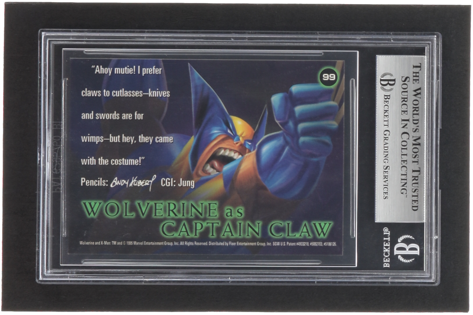 Wolverine as Captain Claw 1995 Fleer Ultra X-Men All-Chromium #99 (BGS 9) at PristineAuction.com Wolverine as Captain Claw 1995 Fleer Ultra X-Men All-Chromium #99 (BGS 9) at PristineAuction.com