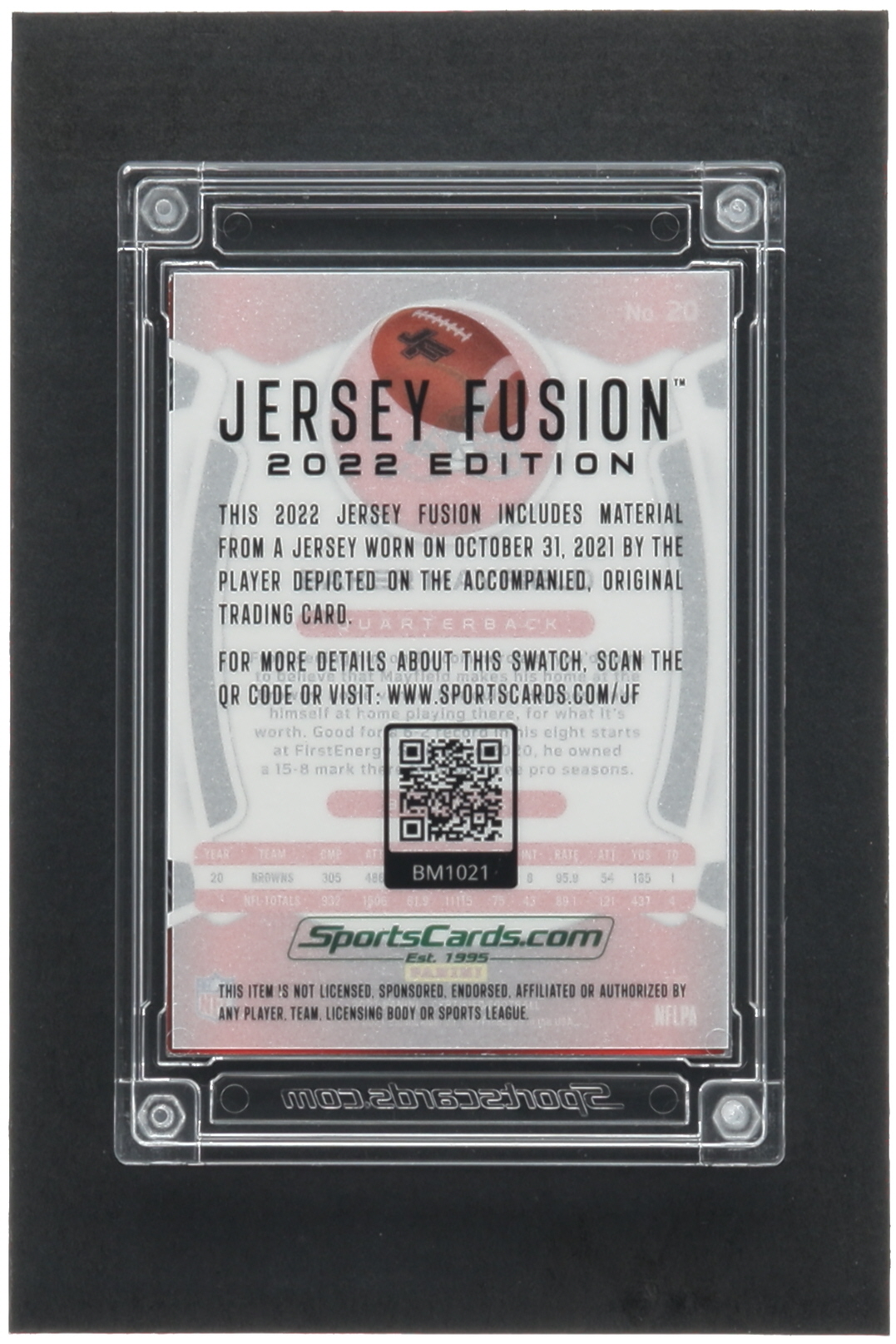 Baker Mayfield 2022 Jersey Fusion Game Used Swatch #BM1021 at PristineAuction.com Baker Mayfield 2022 Jersey Fusion Game Used Swatch #BM1021 at PristineAuction.com