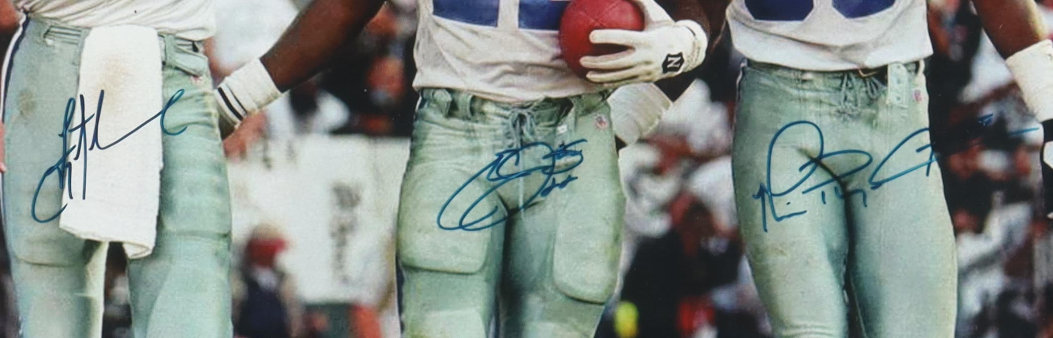 Troy Aikman, Michael "Playmaker" Irvin & Emmitt Smith Signed Custom Framed Photo Display (Mounted Memories) at PristineAuction.com Troy Aikman, Michael "Playmaker" Irvin & Emmitt Smith Signed Custom Framed Photo Display (Mounted Memories) at PristineAuction.com