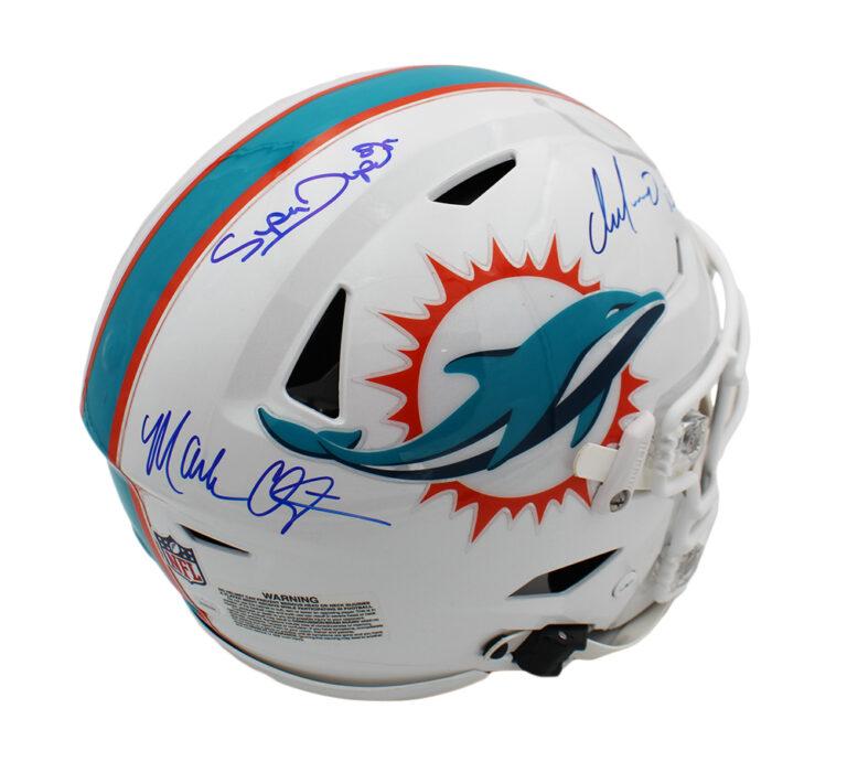 Dan Marino, Mark Clayton & Mark "Super" Duper Signed Dolphins Full-Size Authentic On-Field SpeedFlex Helmet (JSA) at PristineAuction.com Dan Marino, Mark Clayton & Mark "Super" Duper Signed Dolphins Full-Size Authentic On-Field SpeedFlex Helmet (JSA) at PristineAuction.com