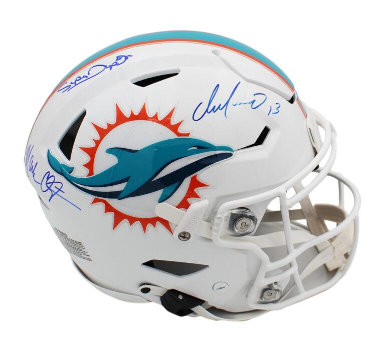 Dan Marino, Mark Clayton & Mark "Super" Duper Signed Dolphins Full-Size Authentic On-Field SpeedFlex Helmet (JSA) at PristineAuction.com Dan Marino, Mark Clayton & Mark "Super" Duper Signed Dolphins Full-Size Authentic On-Field SpeedFlex Helmet (JSA) at PristineAuction.com