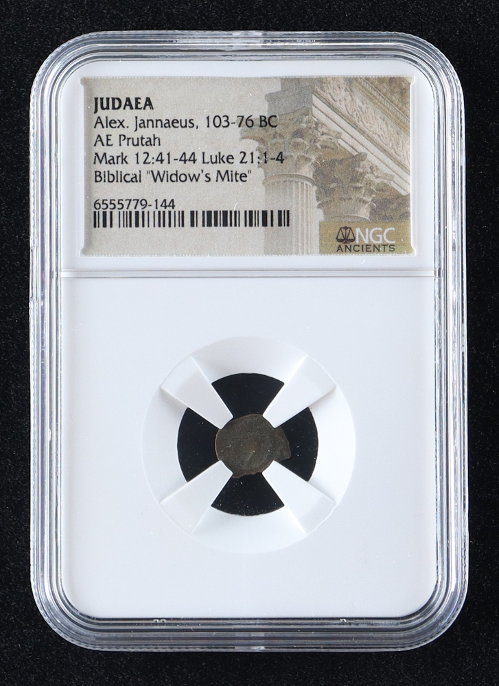 "Widow's Mite" Rare Certified Biblical 2000 Year Old Coin From The Holy Land (NGC) at PristineAuction.com "Widow's Mite" Rare Certified Biblical 2000 Year Old Coin From The Holy Land (NGC) at PristineAuction.com