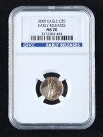 2009 American Gold Eagle $5 - Early Releases - 1/10oz Fine Gold (NGC MS70) at PristineAuction.com