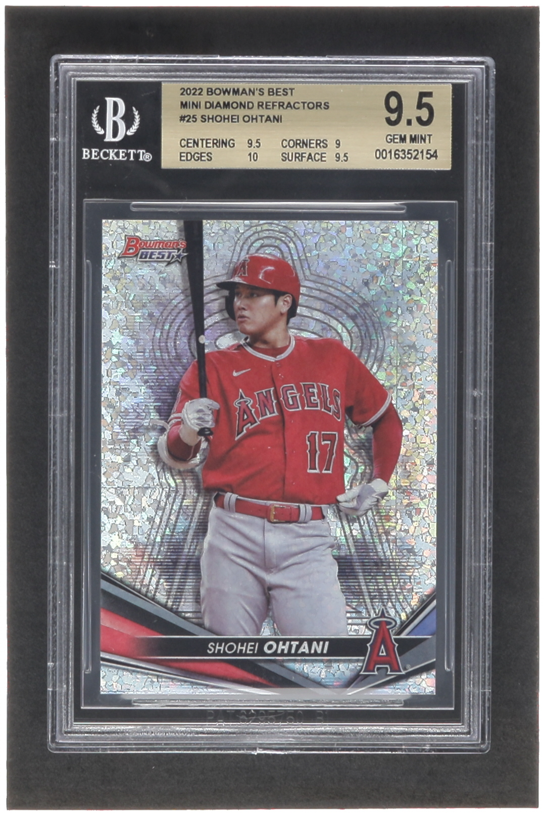 Shohei Ohtani 2022 Bowman's Best Mini Diamond Refractors #25 #047/299 (BGS 9.5) at PristineAuction.com Shohei Ohtani 2022 Bowman's Best Mini Diamond Refractors #25 #047/299 (BGS 9.5) at PristineAuction.com
