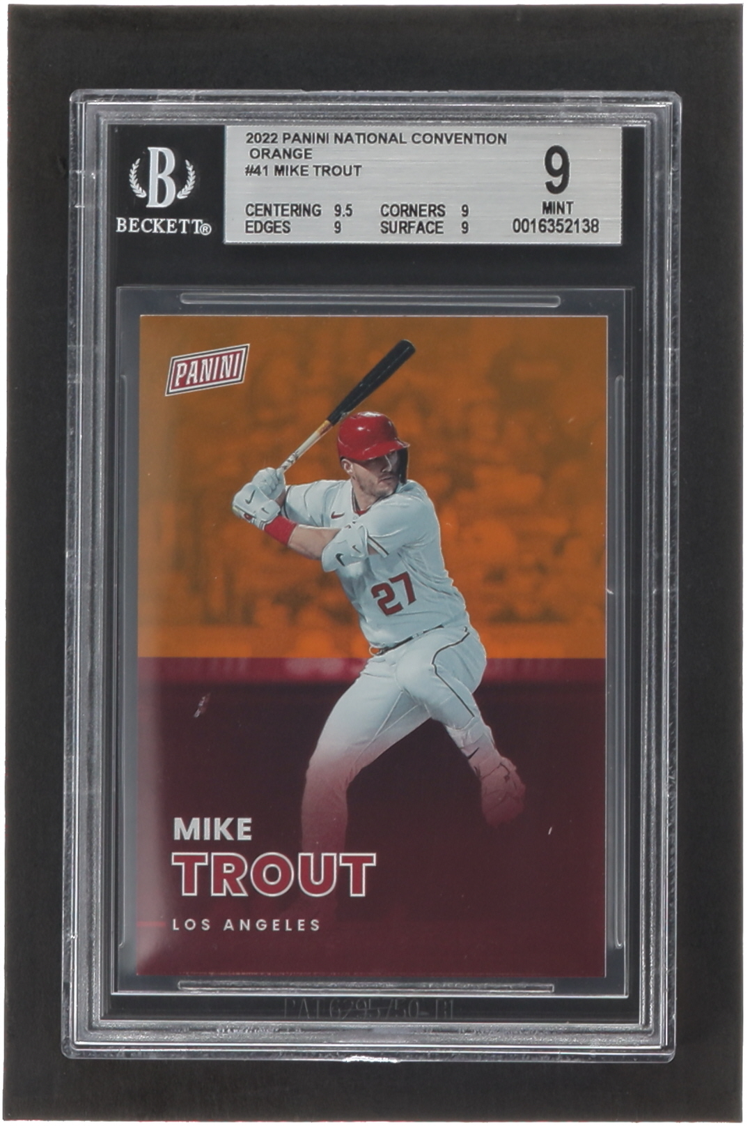 Mike Trout 2022 Panini National Convention Orange #41 #138/199 (BGS 9) at PristineAuction.com Mike Trout 2022 Panini National Convention Orange #41 #138/199 (BGS 9) at PristineAuction.com