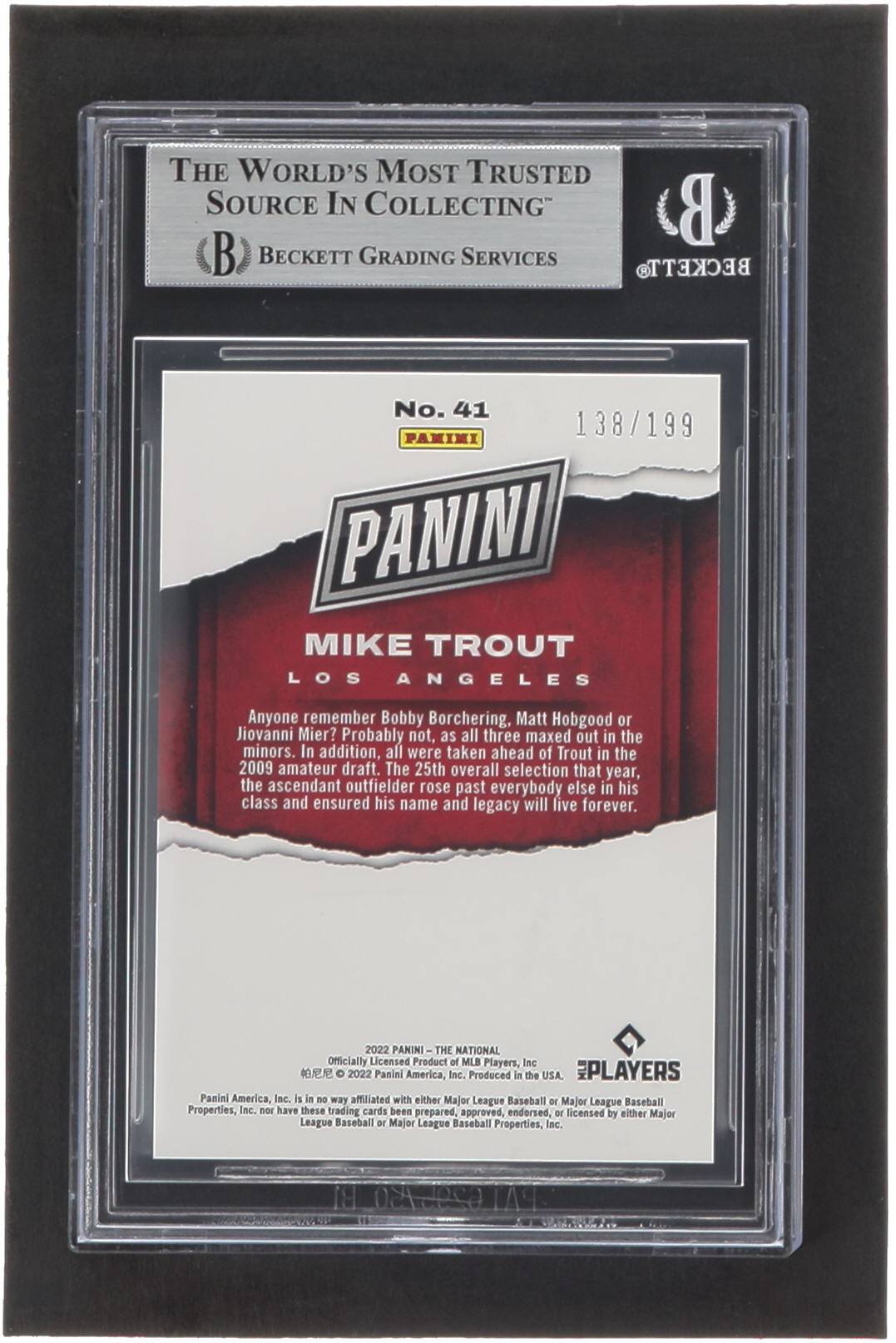 Mike Trout 2022 Panini National Convention Orange #41 #138/199 (BGS 9) at PristineAuction.com Mike Trout 2022 Panini National Convention Orange #41 #138/199 (BGS 9) at PristineAuction.com