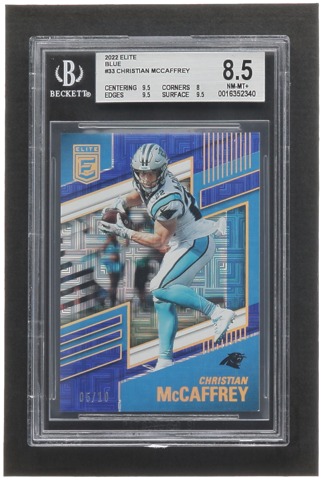 Christian McCaffrey 2022 Elite Blue #33 #05/10 (BGS 8.5) at PristineAuction.com Christian McCaffrey 2022 Elite Blue #33 #05/10 (BGS 8.5) at PristineAuction.com