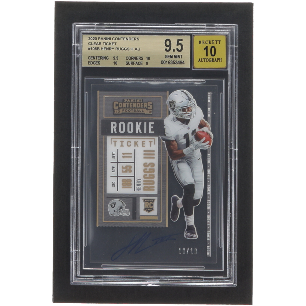 Henry Ruggs III 2020 Panini Contenders Clear Ticket 105B AU RC 10/10