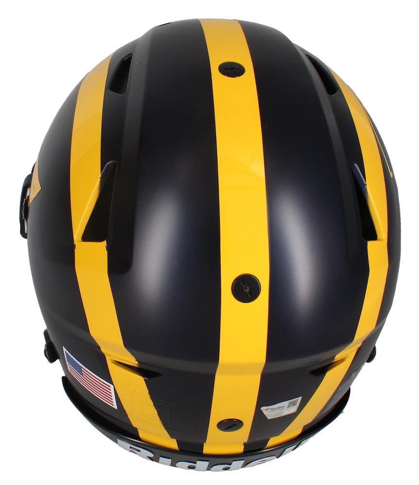 Tom Brady Signed Michigan Wolverines Full-Size Authentic On-Field SpeedFlex Helmet (Fanatics) at PristineAuction.com Tom Brady Signed Michigan Wolverines Full-Size Authentic On-Field SpeedFlex Helmet (Fanatics) at PristineAuction.com