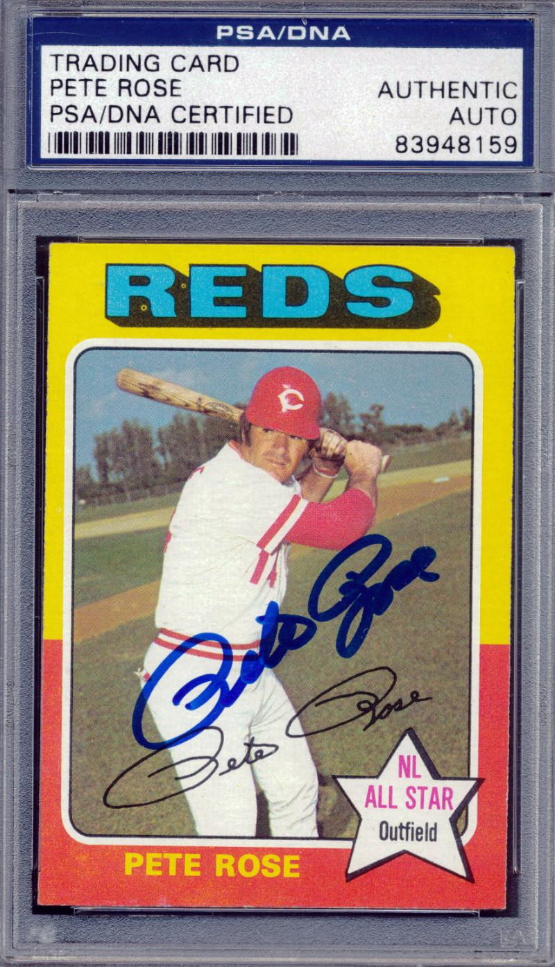 Pete Rose Signed 1975 Topps #320 (PSA) at PristineAuction.com Pete Rose Signed 1975 Topps #320 (PSA) at PristineAuction.com