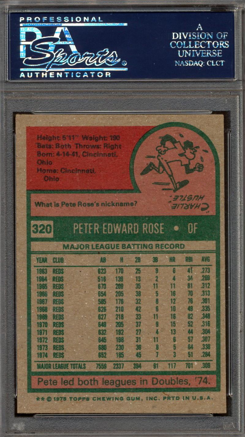 Pete Rose Signed 1975 Topps #320 (PSA) at PristineAuction.com Pete Rose Signed 1975 Topps #320 (PSA) at PristineAuction.com