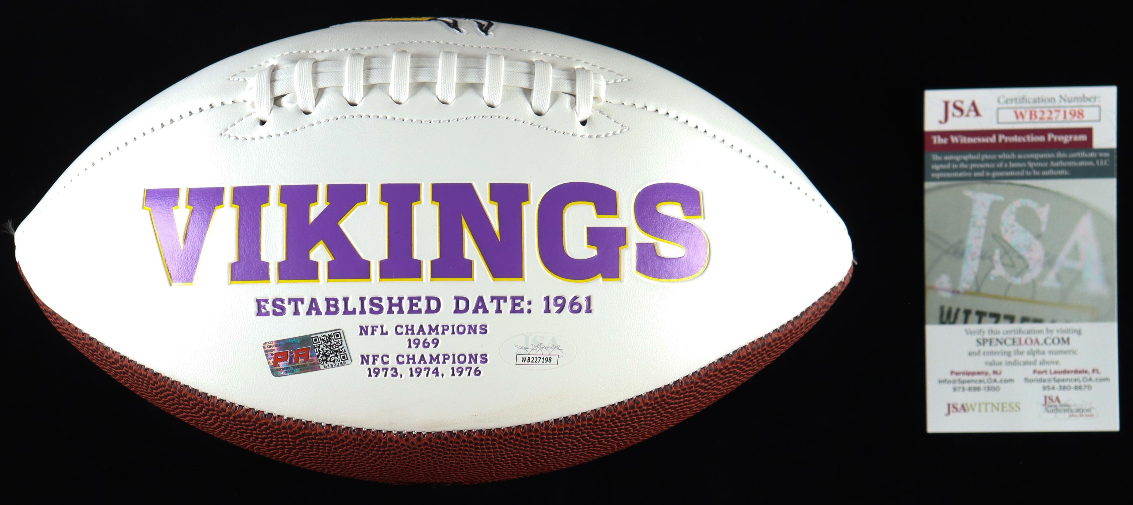 Joshua Dobbs Signed VIkings Logo Football (JSA) at PristineAuction.com Joshua Dobbs Signed VIkings Logo Football (JSA) at PristineAuction.com