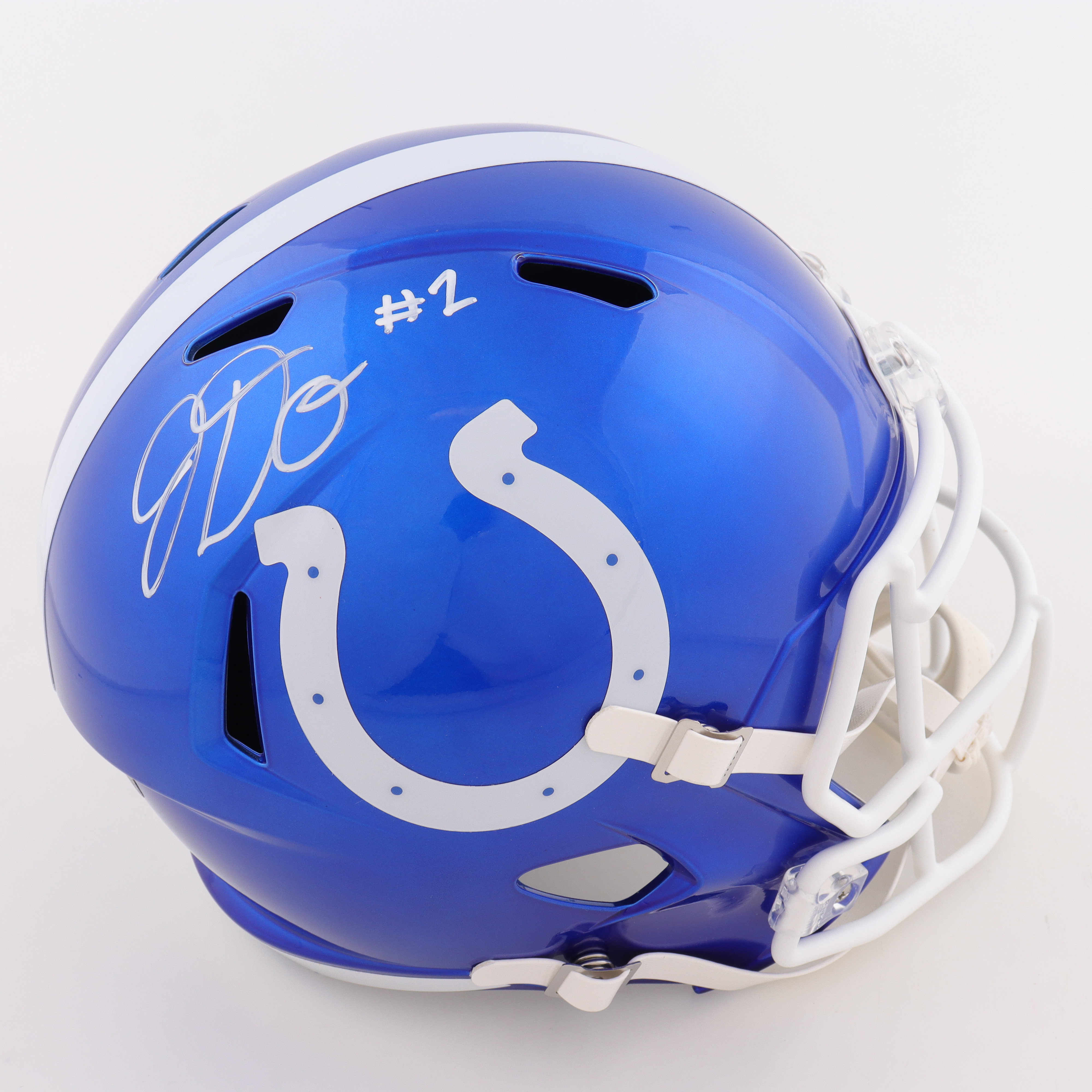 Josh Downs Signed Colts Full-Size Flash Alternate Speed Helmet (Radtke) at PristineAuction.com Josh Downs Signed Colts Full-Size Flash Alternate Speed Helmet (Radtke) at PristineAuction.com