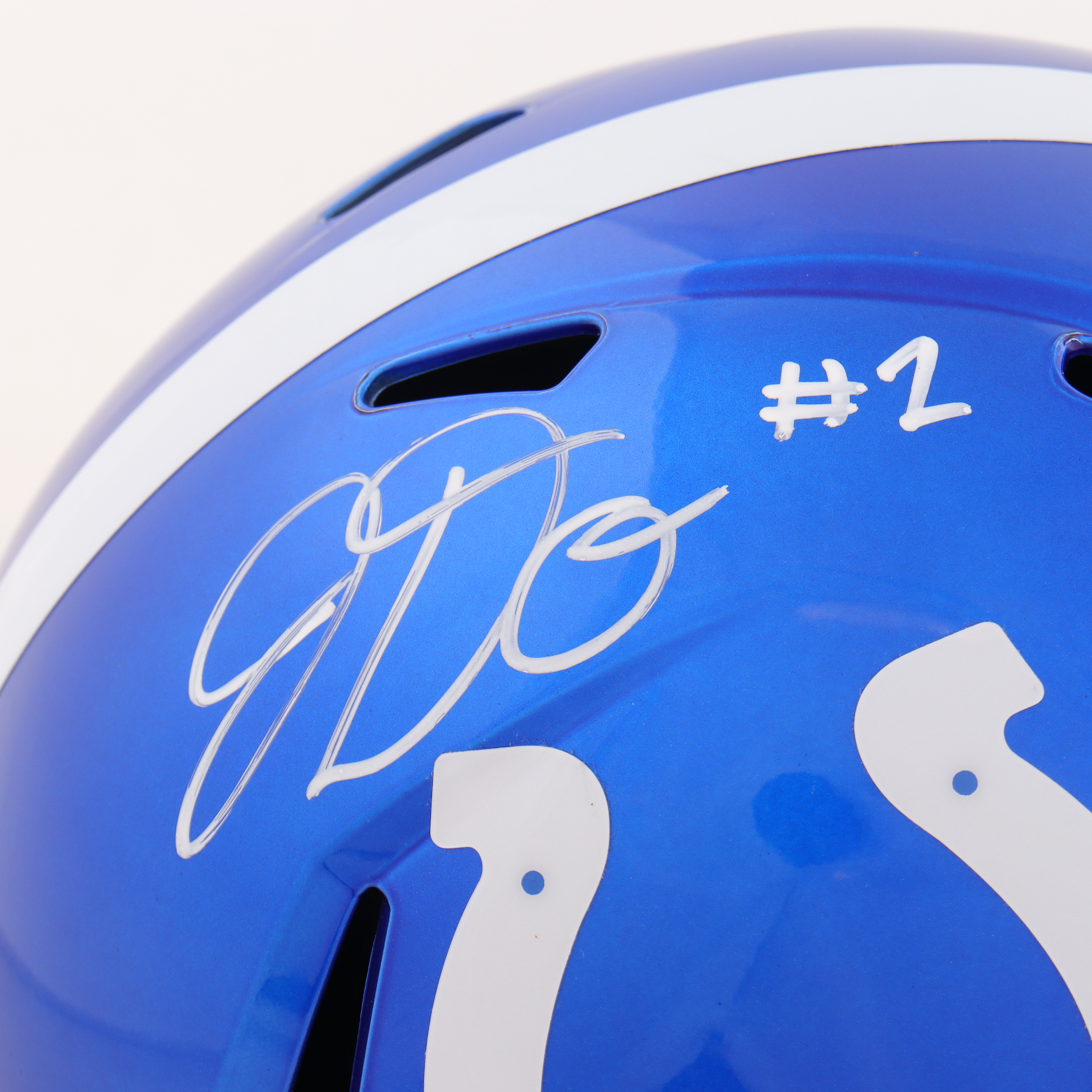 Josh Downs Signed Colts Full-Size Flash Alternate Speed Helmet (Radtke) at PristineAuction.com Josh Downs Signed Colts Full-Size Flash Alternate Speed Helmet (Radtke) at PristineAuction.com
