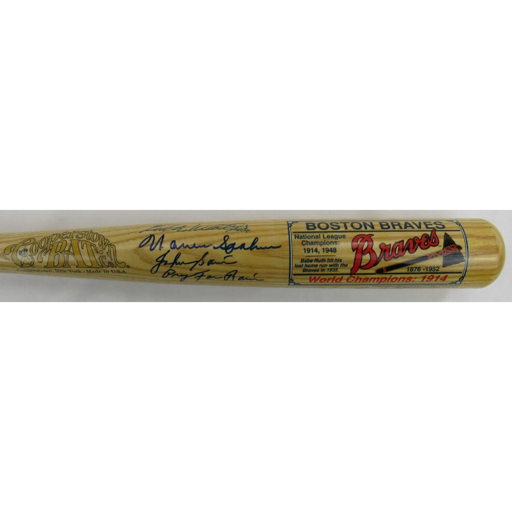 Braves Cooperstown Commemorative Baseball Bat Signed By (4) with Eddie