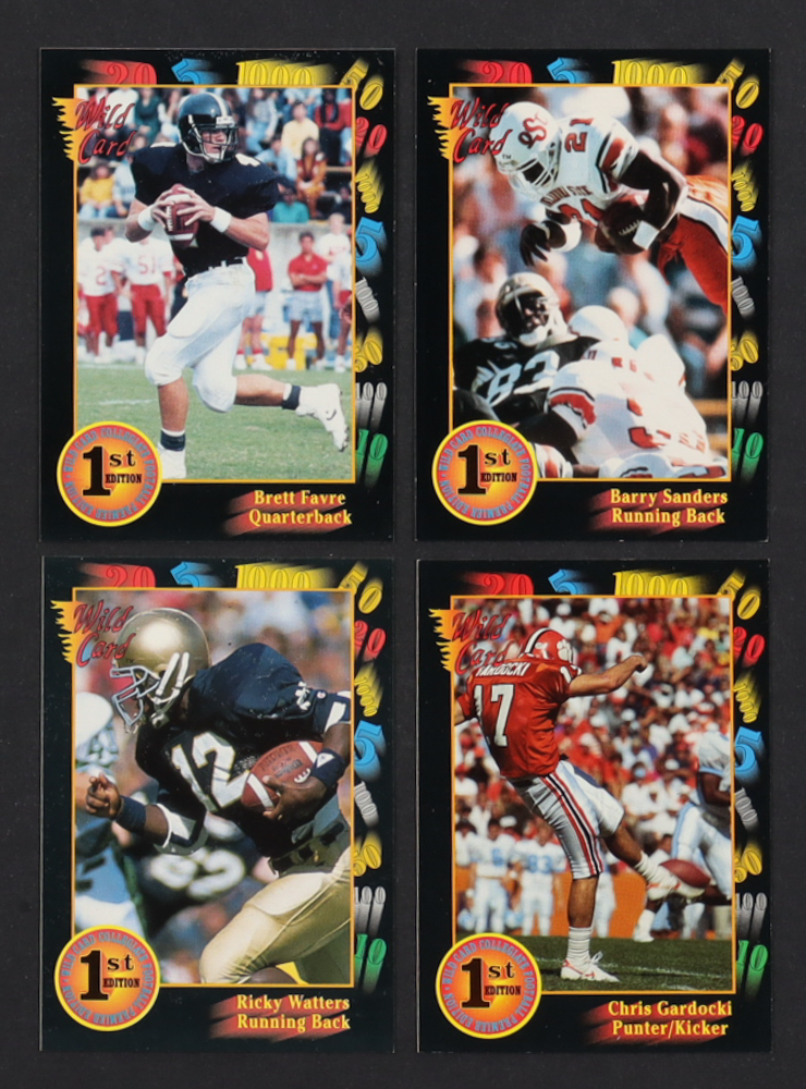 1991 Wild Card Football Complete Set of (160) Cards Including Brett Favre #119, Barry Sanders #106, Rickey Watters # 56 & Chris Gardocki #45 at PristineAuction.com 1991 Wild Card Football Complete Set of (160) Cards Including Brett Favre #119, Barry Sanders #106, Rickey Watters # 56 & Chris Gardocki #45 at PristineAuction.com