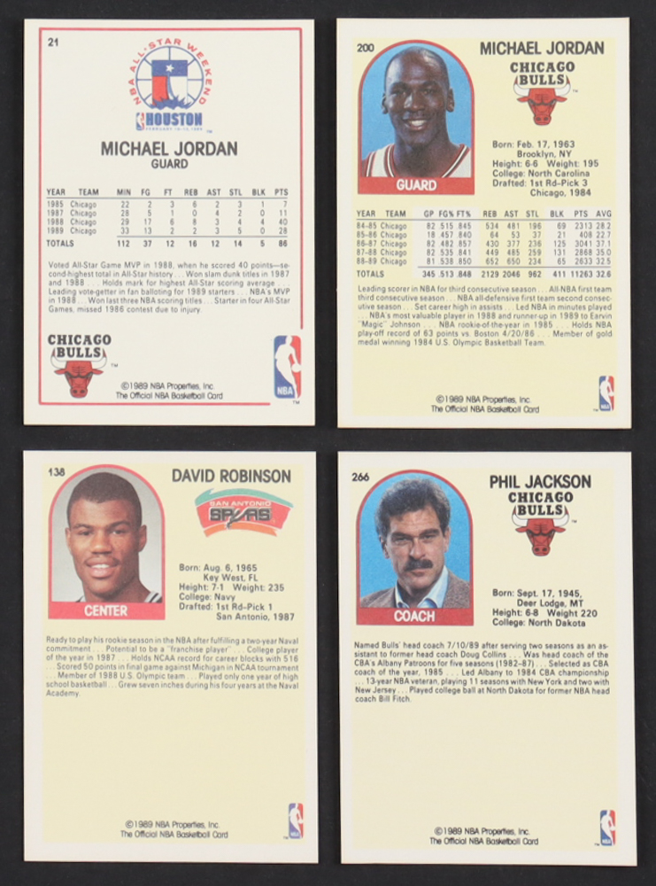 1989-90 Hoops Basketball Complete Set of (300) Cards with Michael Jordan #21 AS, Michael Jordan #200, David Robinson #138 SP RC, Phil Jackson #266 at PristineAuction.com 1989-90 Hoops Basketball Complete Set of (300) Cards with Michael Jordan #21 AS, Michael Jordan #200, David Robinson #138 SP RC, Phil Jackson #266 at PristineAuction.com