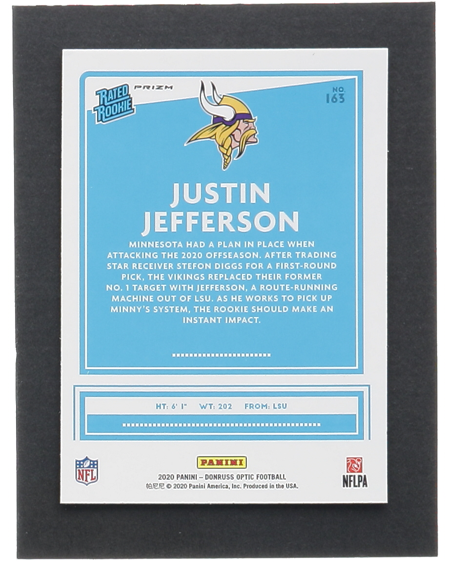 Justin Jefferson 2020 Donruss Optic Blue Scope #163 RR RC at PristineAuction.com Justin Jefferson 2020 Donruss Optic Blue Scope #163 RR RC at PristineAuction.com