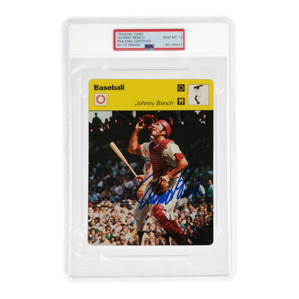 Johnny Bench Signed 1977 Sportscaster Card (PSA | Autograph Graded 10 ...