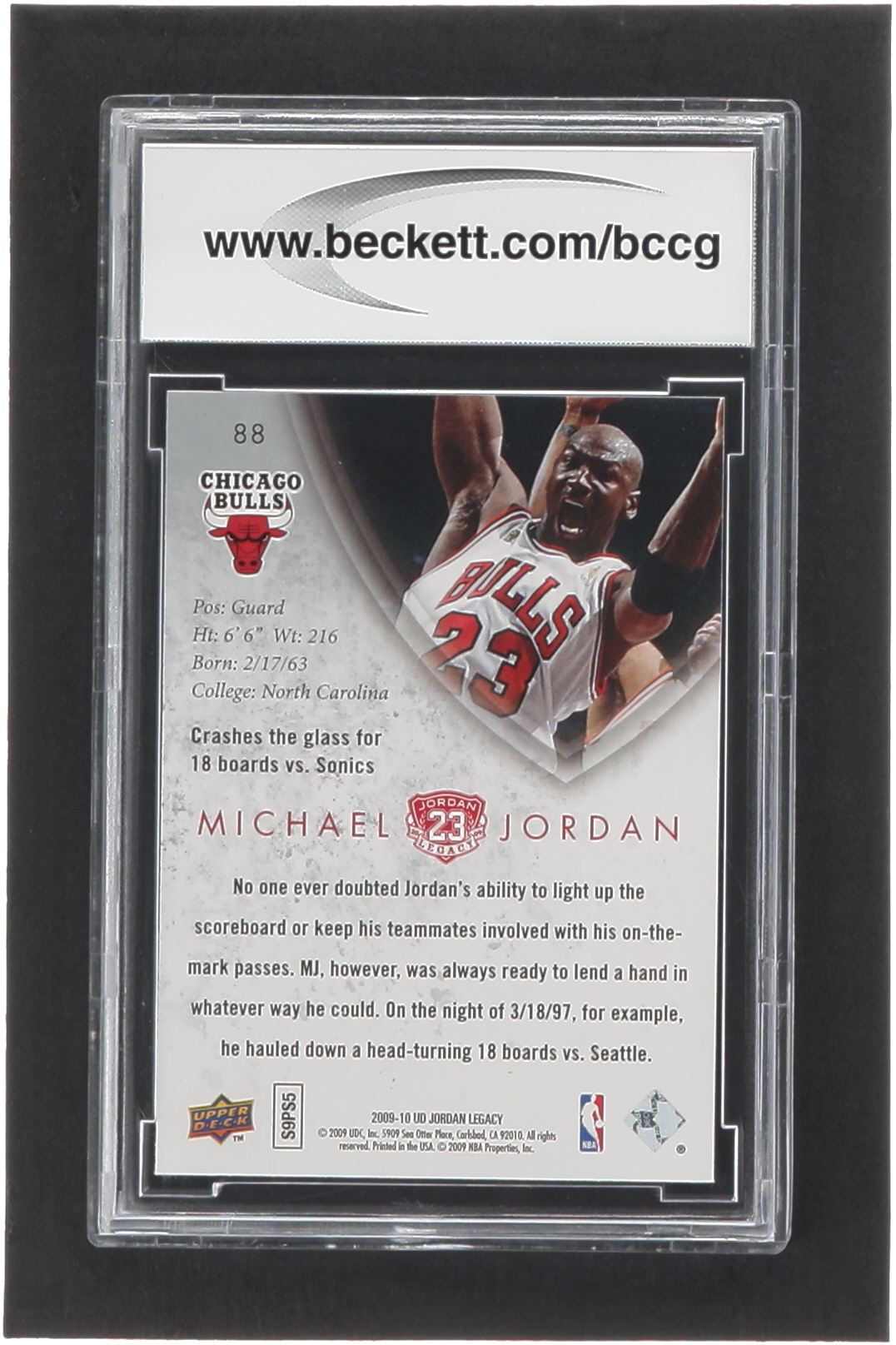 Michael Jordan 2009-10 Upper Deck Michael Jordan Legacy Collection Gold #88 (BCCG 10) at PristineAuction.com Michael Jordan 2009-10 Upper Deck Michael Jordan Legacy Collection Gold #88 (BCCG 10) at PristineAuction.com