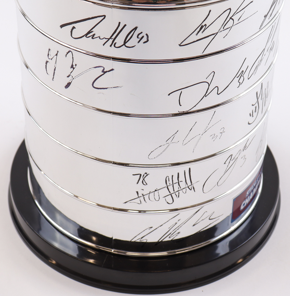 2021-2022 Avalanche Stanley Cup Replica Trophy Signed By (18) With Cole Makar, Samuel Girard, Andrew Cogliano, Devon Toews (Beckett) at PristineAuction.com 2021-2022 Avalanche Stanley Cup Replica Trophy Signed By (18) With Cole Makar, Samuel Girard, Andrew Cogliano, Devon Toews (Beckett) at PristineAuction.com