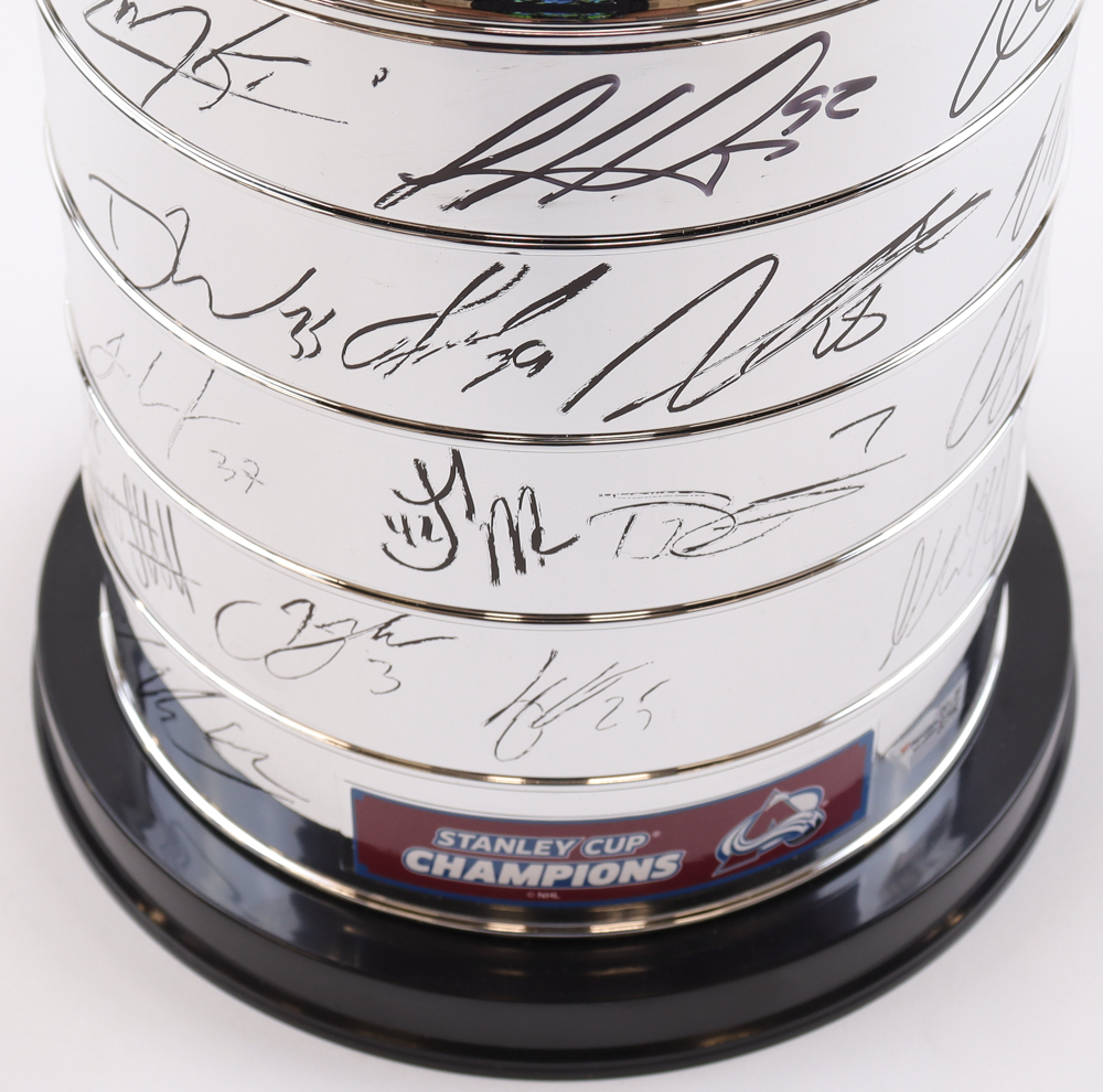 2021-2022 Avalanche Stanley Cup Replica Trophy Signed By (18) With Cole Makar, Samuel Girard, Andrew Cogliano, Devon Toews (Beckett) at PristineAuction.com 2021-2022 Avalanche Stanley Cup Replica Trophy Signed By (18) With Cole Makar, Samuel Girard, Andrew Cogliano, Devon Toews (Beckett) at PristineAuction.com
