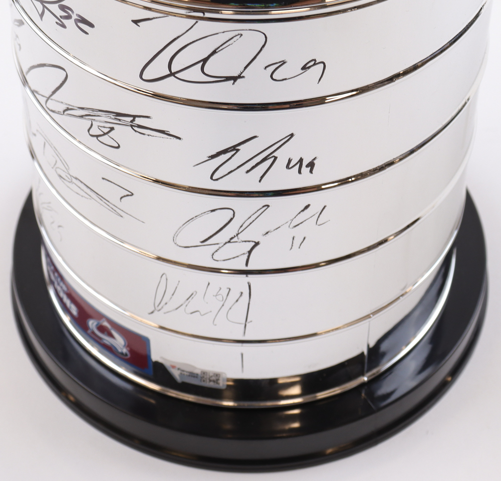 2021-2022 Avalanche Stanley Cup Replica Trophy Signed By (18) With Cole Makar, Samuel Girard, Andrew Cogliano, Devon Toews (Beckett) at PristineAuction.com 2021-2022 Avalanche Stanley Cup Replica Trophy Signed By (18) With Cole Makar, Samuel Girard, Andrew Cogliano, Devon Toews (Beckett) at PristineAuction.com