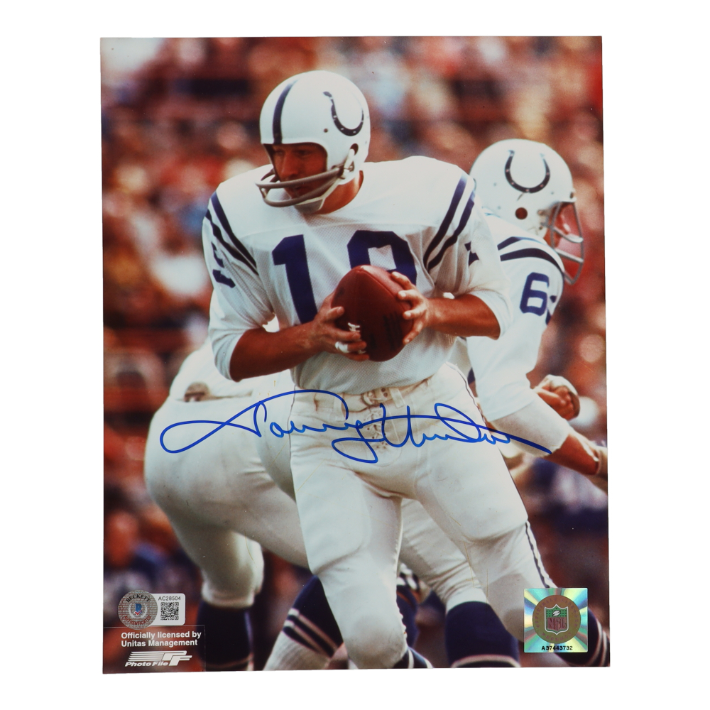 JOHNNY UNITAS signed autographed photo blitz play COA Hologram main image 1