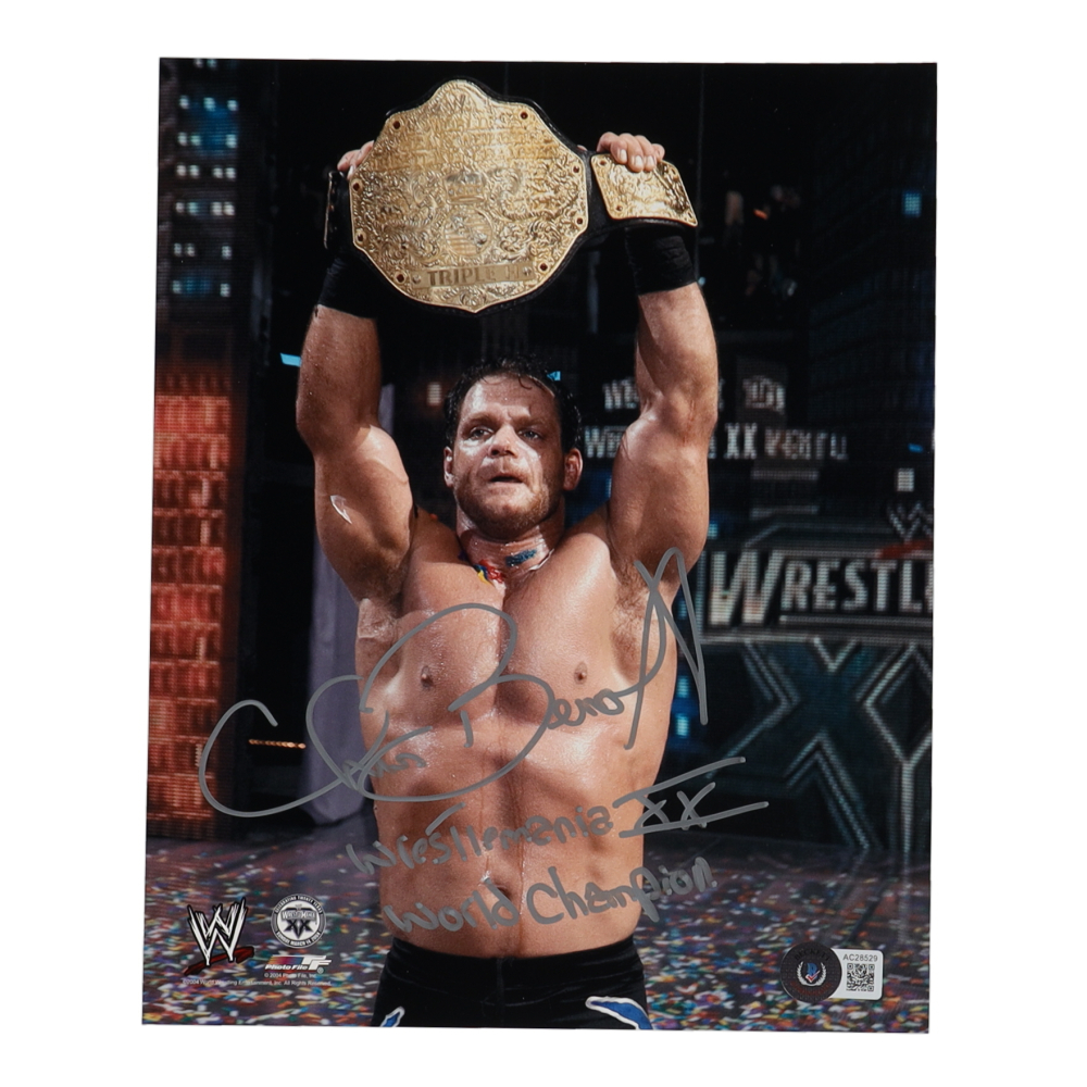 Chris Benoit Signed WWE 8x10 Photo Inscribed "Wrestlemania XX World