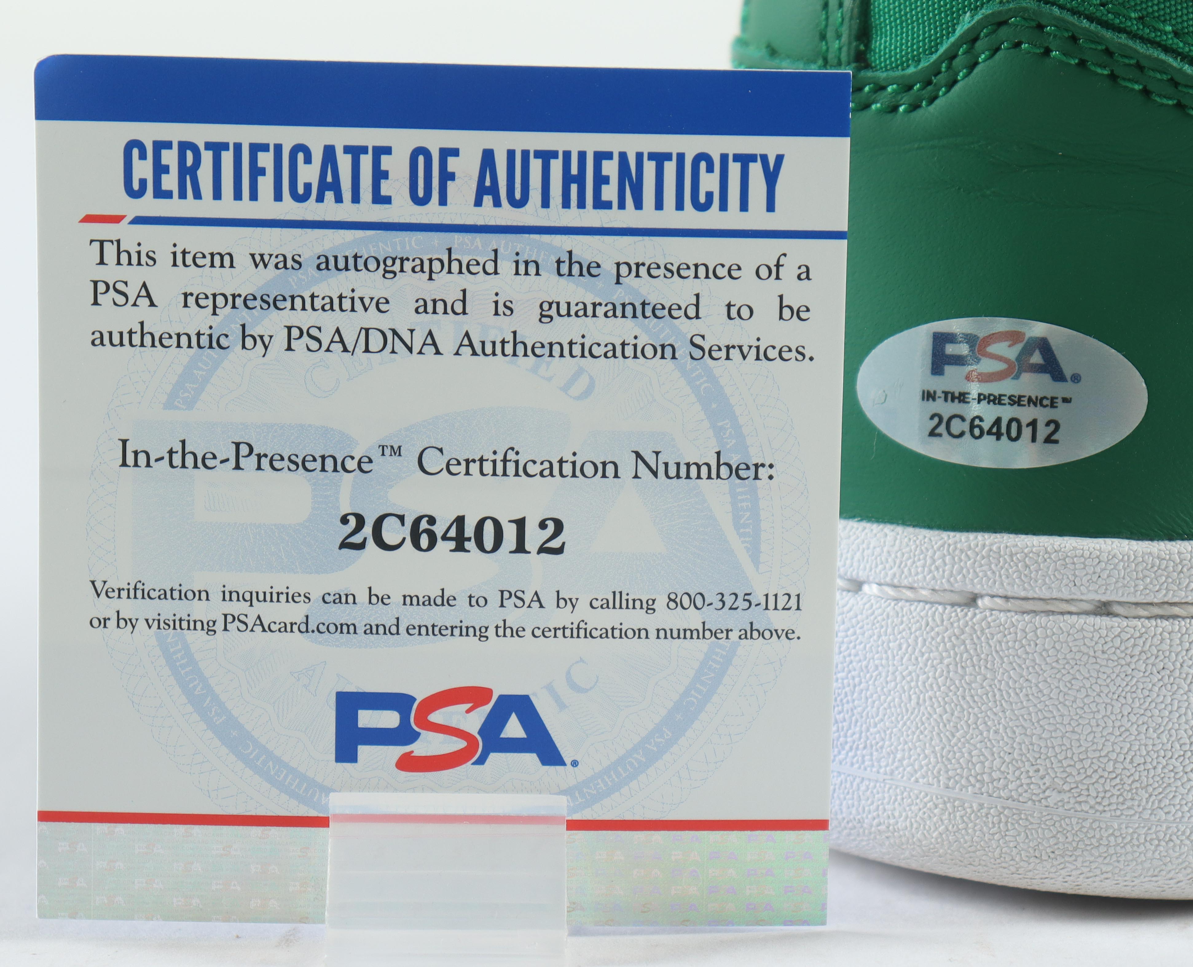 Larry Bird Signed Converse Special Edition 1984 Celtics Basketball Shoe with Wood Glass Display Case (PSA) at PristineAuction.com Larry Bird Signed Converse Special Edition 1984 Celtics Basketball Shoe with Wood Glass Display Case (PSA) at PristineAuction.com