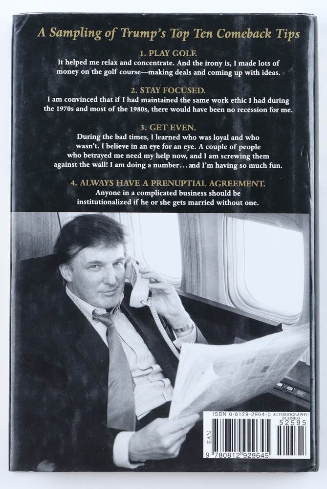 Donald Trump Signed "Trump: The Art Of The Comeback" Hardcover Book (Beckett) at PristineAuction.com Donald Trump Signed "Trump: The Art Of The Comeback" Hardcover Book (Beckett) at PristineAuction.com