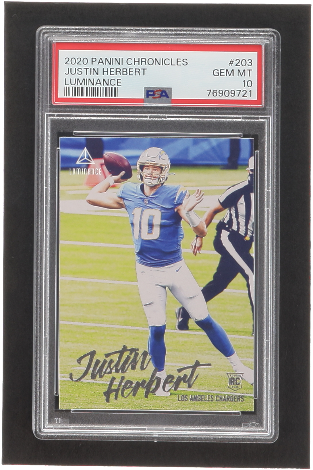 Justin Herbert 2020 Panini Luminance #203 RC / CHRONICLES (PSA 10) at PristineAuction.com Justin Herbert 2020 Panini Luminance #203 RC / CHRONICLES (PSA 10) at PristineAuction.com