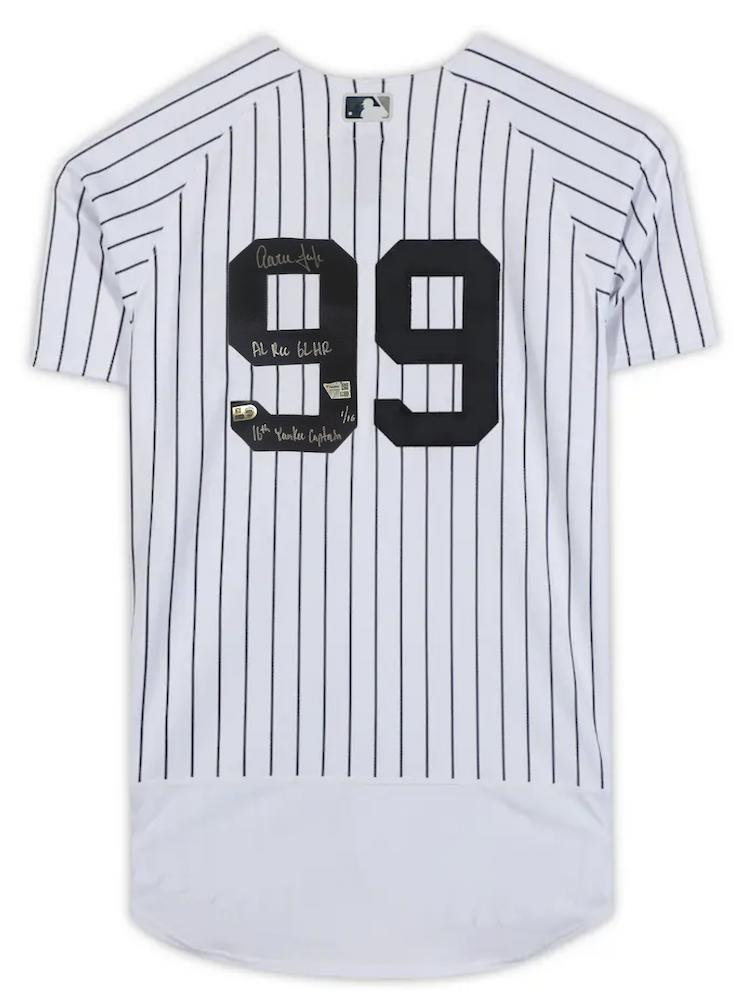 Aaron Judge Signed LE Yankees Nike Jersey Inscribed "AL Rec 62 HR" & "16th Yankee Captain" (MLB & Fanatics) at PristineAuction.com Aaron Judge Signed LE Yankees Nike Jersey Inscribed "AL Rec 62 HR" & "16th Yankee Captain" (MLB & Fanatics) at PristineAuction.com