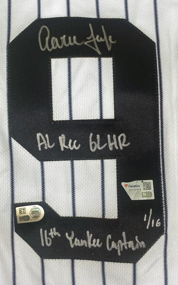 Aaron Judge Signed LE Yankees Nike Jersey Inscribed "AL Rec 62 HR" & "16th Yankee Captain" (MLB & Fanatics) at PristineAuction.com Aaron Judge Signed LE Yankees Nike Jersey Inscribed "AL Rec 62 HR" & "16th Yankee Captain" (MLB & Fanatics) at PristineAuction.com