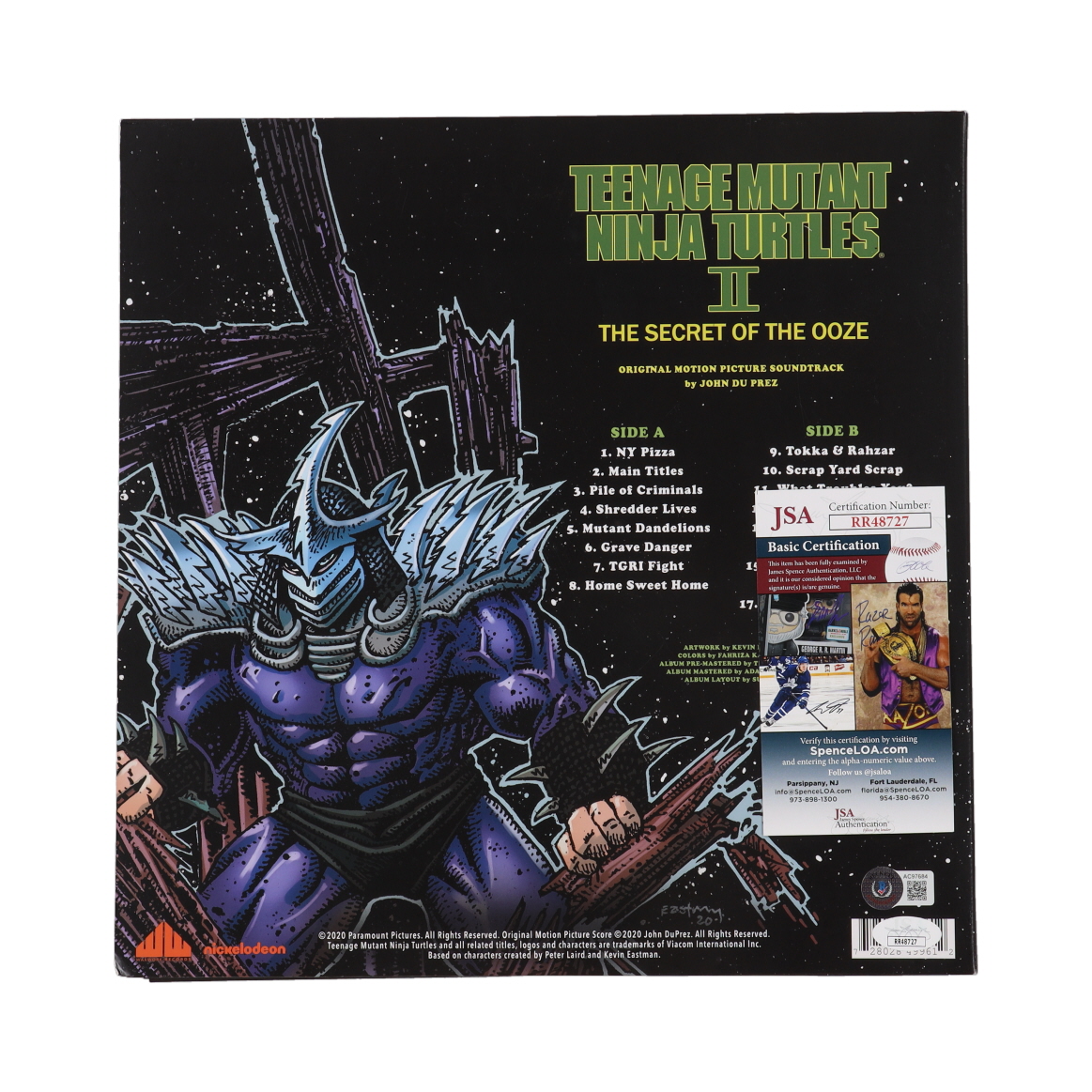 "Teenage Mutant Ninja Turtles II: The Secret of the Ooze" Original Motion Picture Soundtrack Vinyl Record Album Signed by (6) with Kevin Eastman, Todd W. Langen, Ernie Reyes Jr., Robb Rist, Brian Tochi with Character Name Inscriptions (Beckett) at PristineAuction.com "Teenage Mutant Ninja Turtles II: The Secret of the Ooze" Original Motion Picture Soundtrack Vinyl Record Album Signed by (6) with Kevin Eastman, Todd W. Langen, Ernie Reyes Jr., Robb Rist, Brian Tochi with Character Name Inscriptions (Beckett) at PristineAuction.com