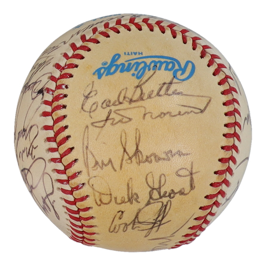 MLB Hall of Fame OAL Baseball Signed by (22) with Billy Herman, Tony Oliva, Larry Doby, Enos Slaughter (Beckett) at PristineAuction.com MLB Hall of Fame OAL Baseball Signed by (22) with Billy Herman, Tony Oliva, Larry Doby, Enos Slaughter (Beckett) at PristineAuction.com