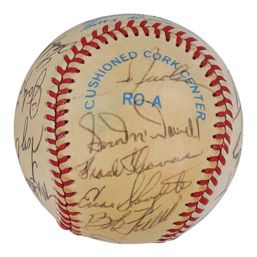 MLB Hall of Fame OAL Baseball Signed by (22) with Billy Herman, Tony Oliva, Larry Doby, Enos Slaughter (Beckett) at PristineAuction.com MLB Hall of Fame OAL Baseball Signed by (22) with Billy Herman, Tony Oliva, Larry Doby, Enos Slaughter (Beckett) at PristineAuction.com