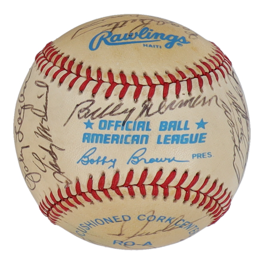 MLB Hall of Fame OAL Baseball Signed by (22) with Billy Herman, Tony Oliva, Larry Doby, Enos Slaughter (Beckett) at PristineAuction.com MLB Hall of Fame OAL Baseball Signed by (22) with Billy Herman, Tony Oliva, Larry Doby, Enos Slaughter (Beckett) at PristineAuction.com