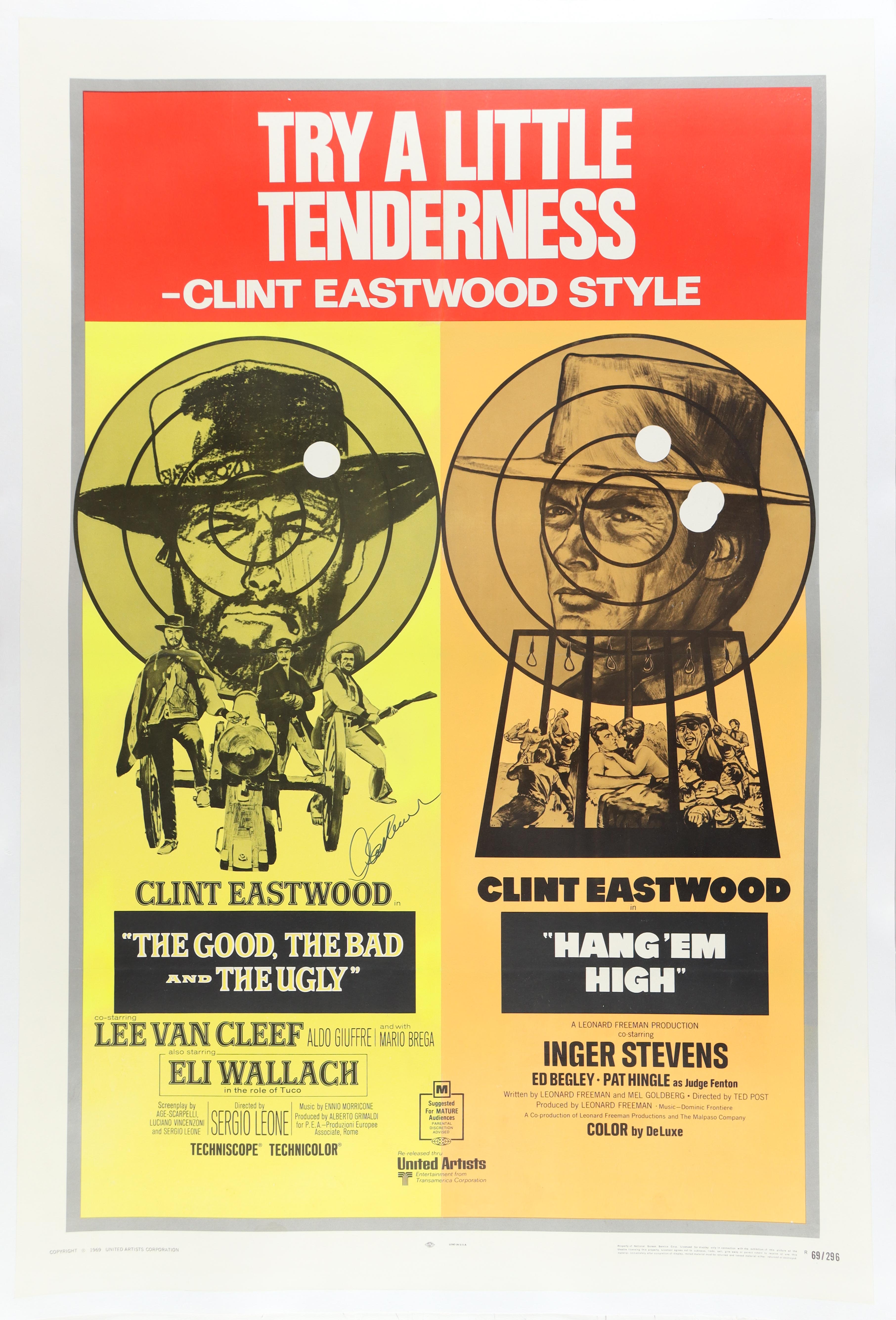 Clint Eastwood Signed "The Good, The Bad & The Ugly/Hang Em High" Original Vintage Dual Bill Movie 27x40 Poster (Beckett) at PristineAuction.com Clint Eastwood Signed "The Good, The Bad & The Ugly/Hang Em High" Original Vintage Dual Bill Movie 27x40 Poster (Beckett) at PristineAuction.com