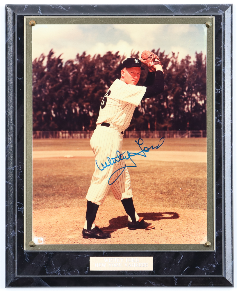 Whitey Ford Signed Yankees Custom Photo Plaque Display (Beckett) at PristineAuction.com Whitey Ford Signed Yankees Custom Photo Plaque Display (Beckett) at PristineAuction.com