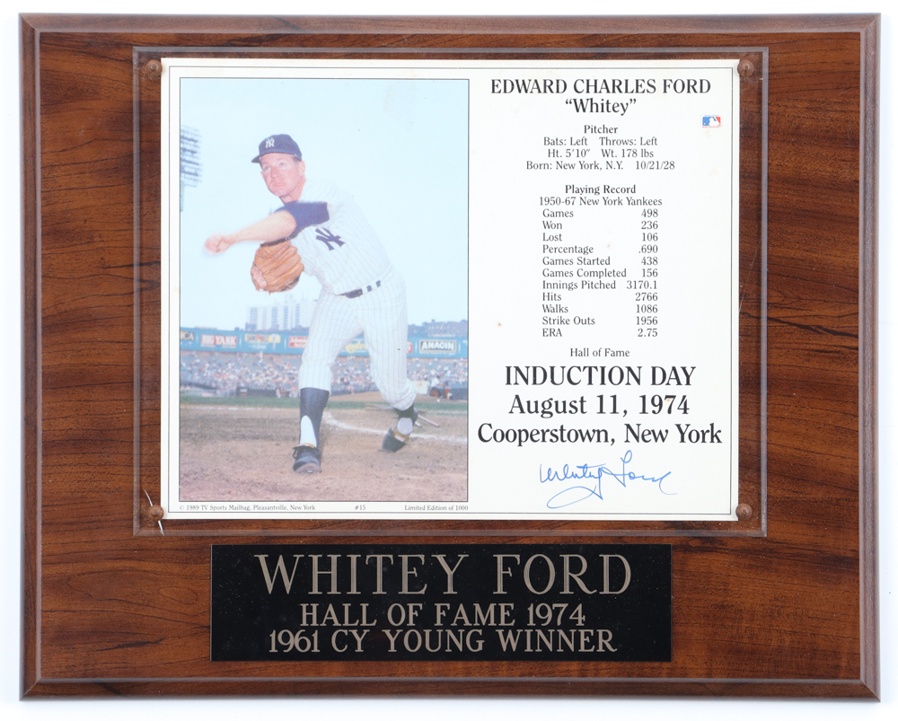 Whitey Ford Signed Yankees Custom Photo Plaque Display (Beckett) at PristineAuction.com Whitey Ford Signed Yankees Custom Photo Plaque Display (Beckett) at PristineAuction.com
