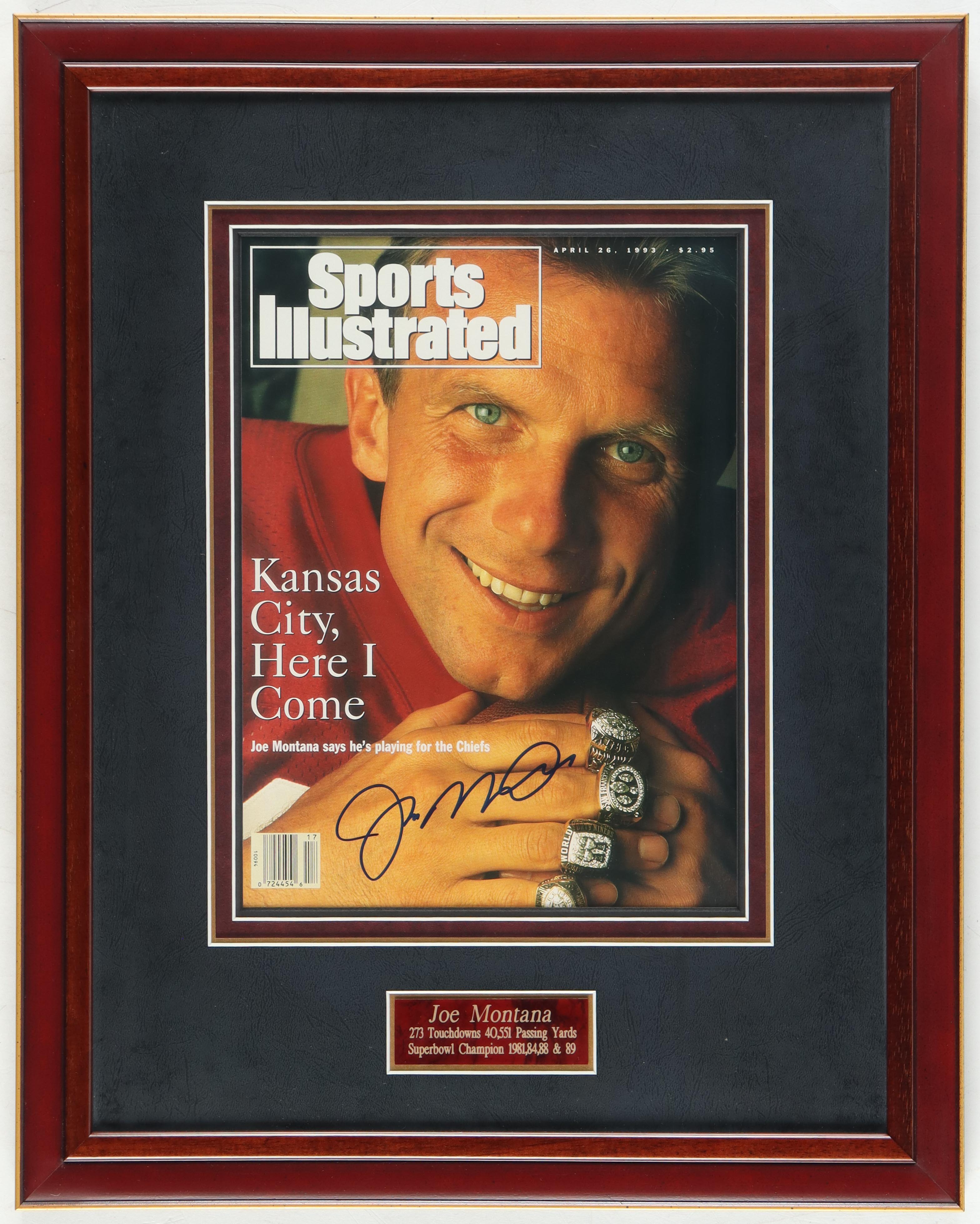 Joe Montana Signed 1993 "Sports Illustrated" Custom Framed Magazine (Beckett) at PristineAuction.com Joe Montana Signed 1993 "Sports Illustrated" Custom Framed Magazine (Beckett) at PristineAuction.com