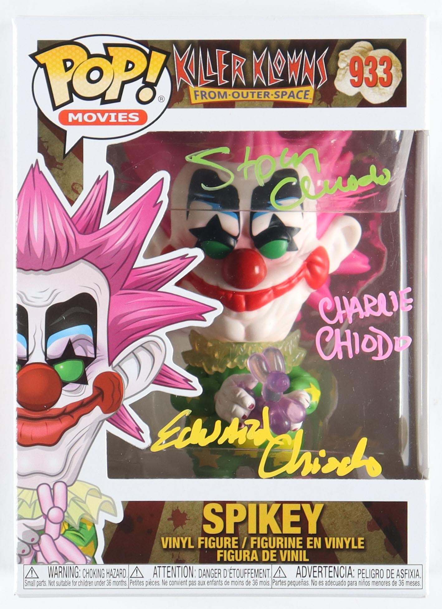 Stephen Chiodo, Charlie Chiodo & Edward Chiodo Signed "Killer Klowns from Outer Space" Spikey #933 Jumbo Funko Pop! Vinyl Figure (JSA) at PristineAuction.com Stephen Chiodo, Charlie Chiodo & Edward Chiodo Signed "Killer Klowns from Outer Space" Spikey #933 Jumbo Funko Pop! Vinyl Figure (JSA) at PristineAuction.com